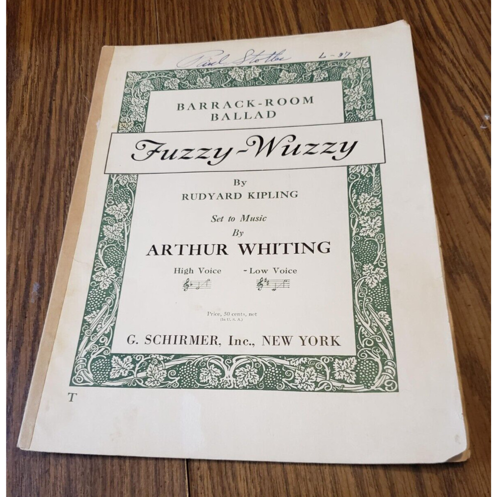 C. Schirmer Sheet Music Arthur Whiting Rudyard Kipling Barrack Room Ballads